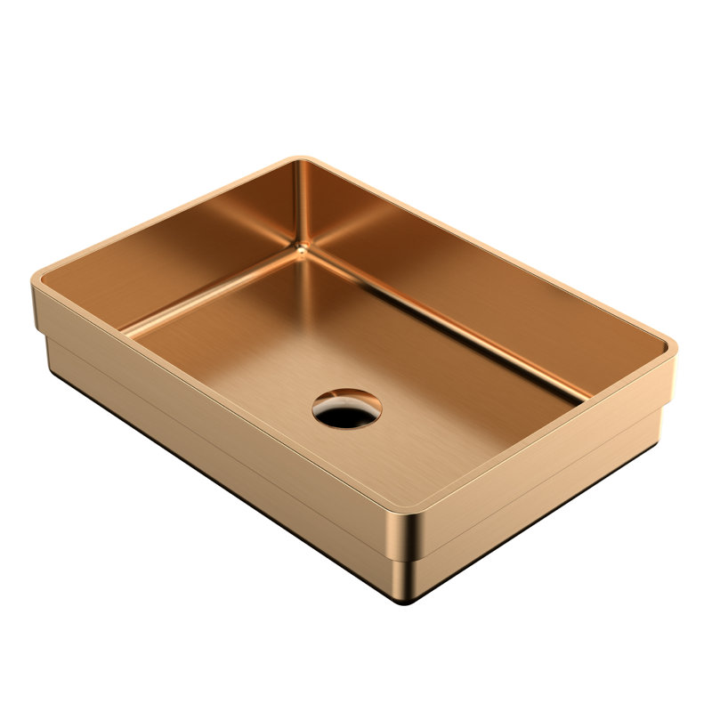 Karran Cinox 14.25'' Stainless Steel Rectangular Bathroom Sink, Copper