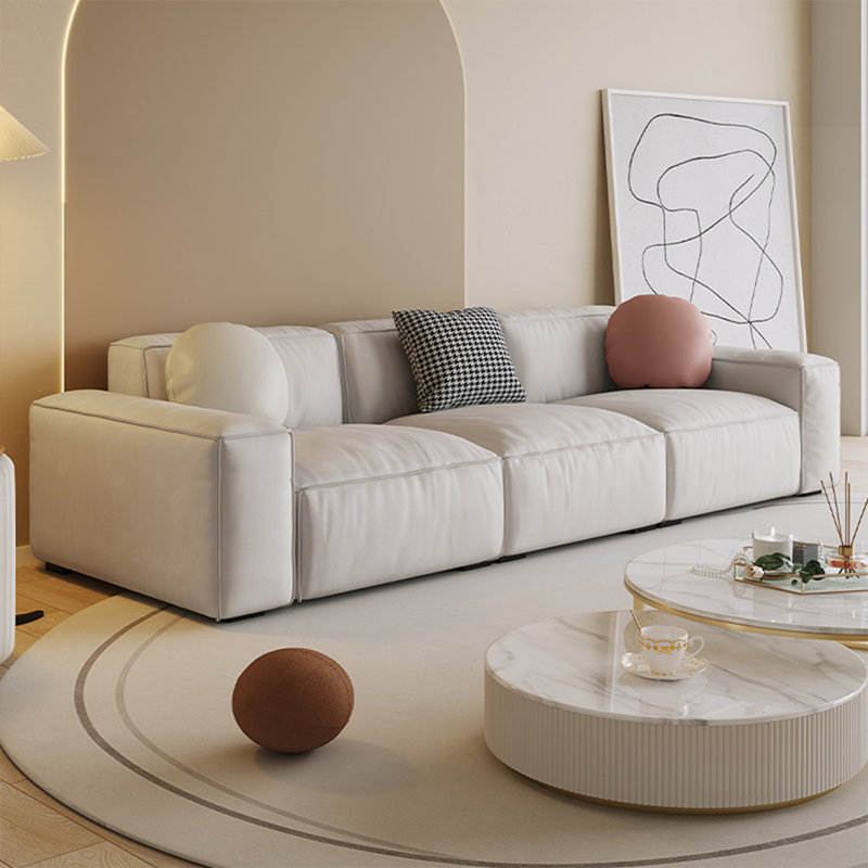 110.24" Beige 100% Polyester Modular Sofa cushion couch