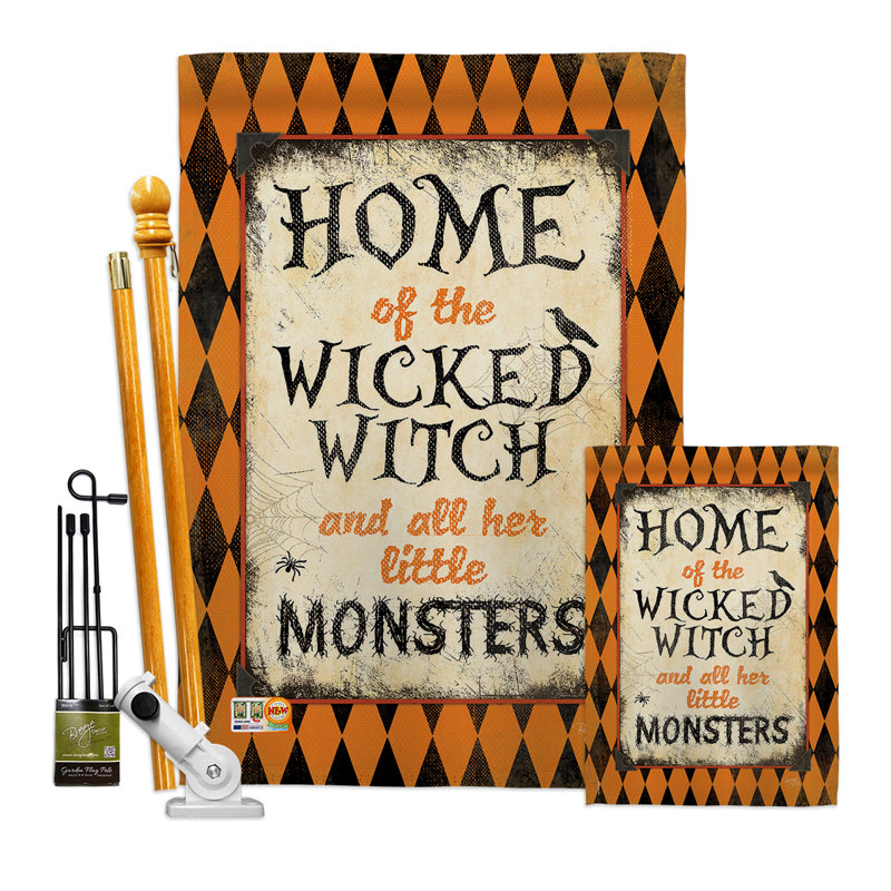 Tête de polyester décorative à 2 faces 40 x 28 po wicked home-impressions ensemble de drapeaux