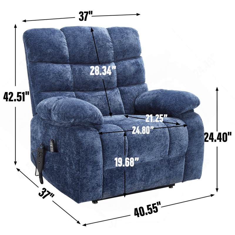 Lift Recliner Chair Heat Massage Dual Motor Infinite Position Up To 350 LBS Large Electric Power Lift Recliners With Power-Remote, Medium-Firm And Heavy Duty