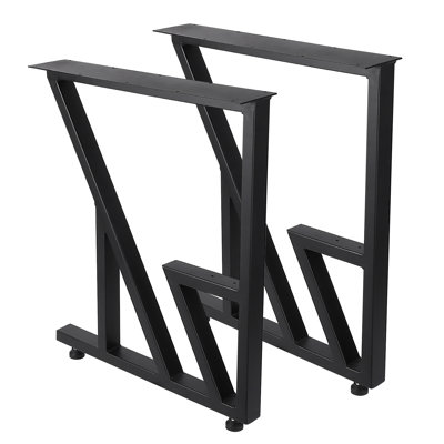 Heavy Duty Metal Table Legs - Industrial Black Steel, Square Design - Strong Load-Bearing, Easy Install - 2-Pack, 28x24 Inch