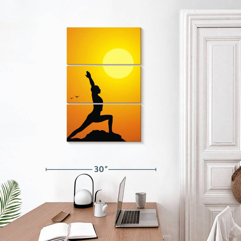 Yoga coucher de soleil, H 32 po x l 20 po