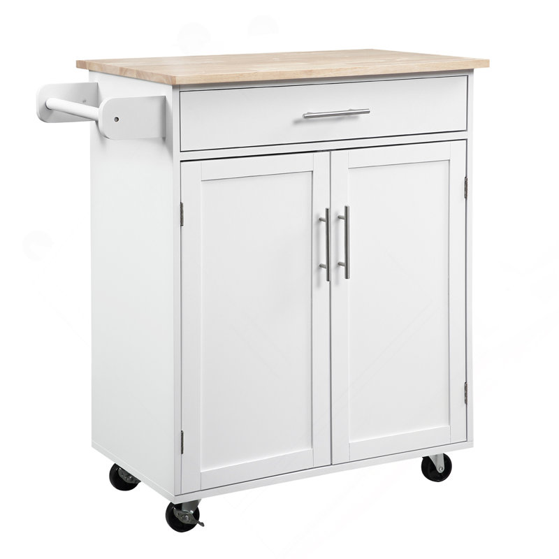 Versatile Rolling Kitchen Island Cart With Practical Storage And Mobility, White