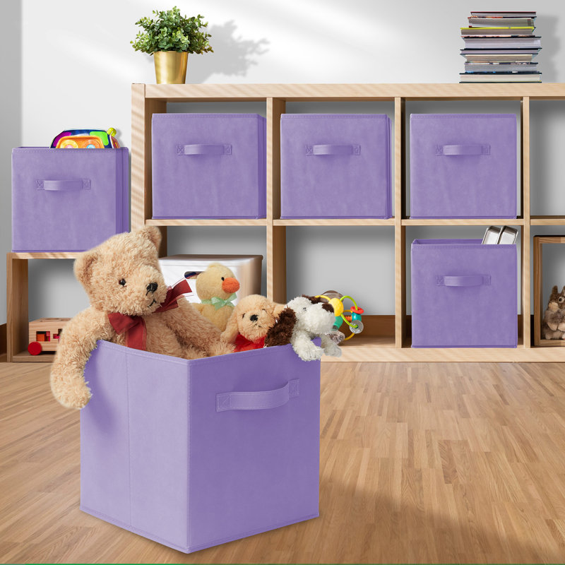 10.5" L x 10.5" W x 11" H Collapsible Fabric Cube Storage Bins, Lavender
