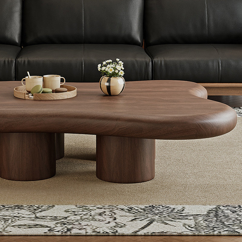 Table basse en noyer massif et bois manufacturé