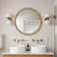 Miroir rond rond - 35,43 po, cadre perlé en bois vieilli, maison de campagne-1825755463