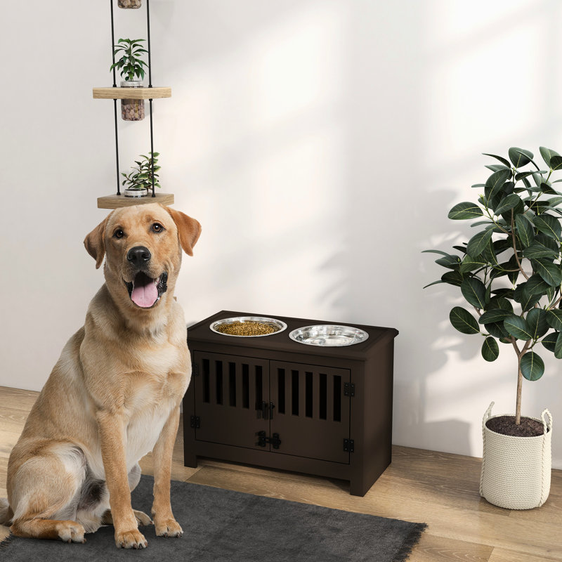 Support à bol surélevé pour chien avec armoire. 37L d'espace pour les accessoires pour animaux. Améliore l'alimentation. Convient aux grands chiens surélevés qui supportent les chiens qui mangent. Grand