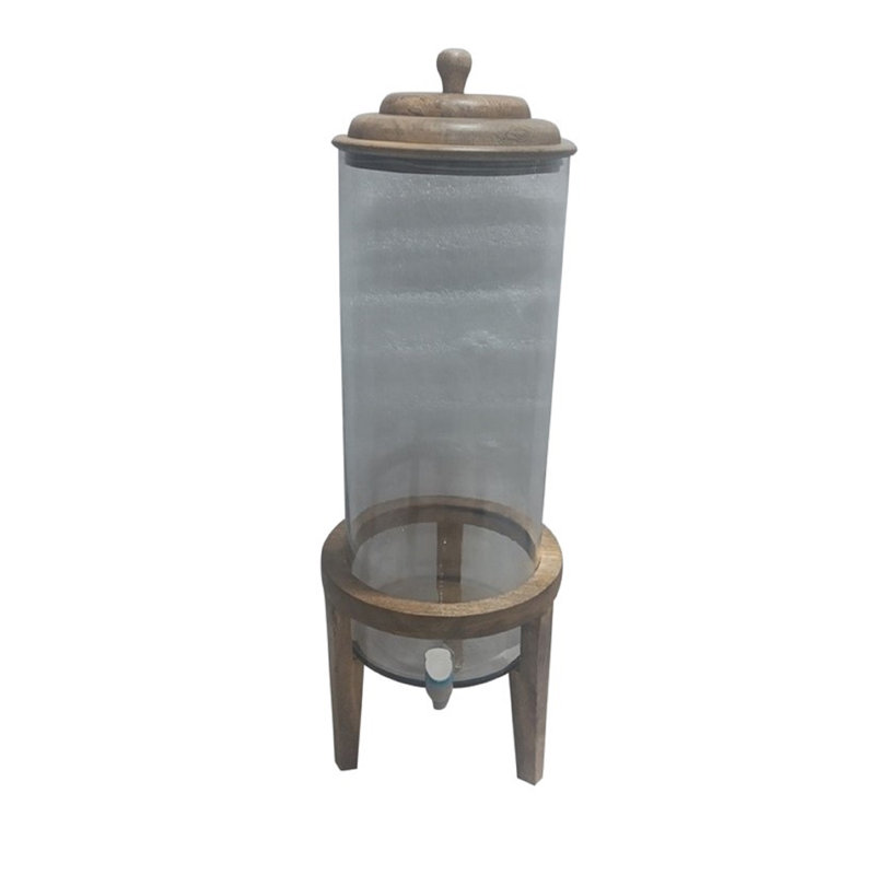 Pot à eau avec bois de manguier, H 28,1 po x l 9,84 po x P 9,84 po