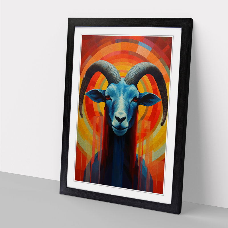 Goat Constructivism No.3 - Framed Print, 34cm H x 25cm W x 2cm D, Black