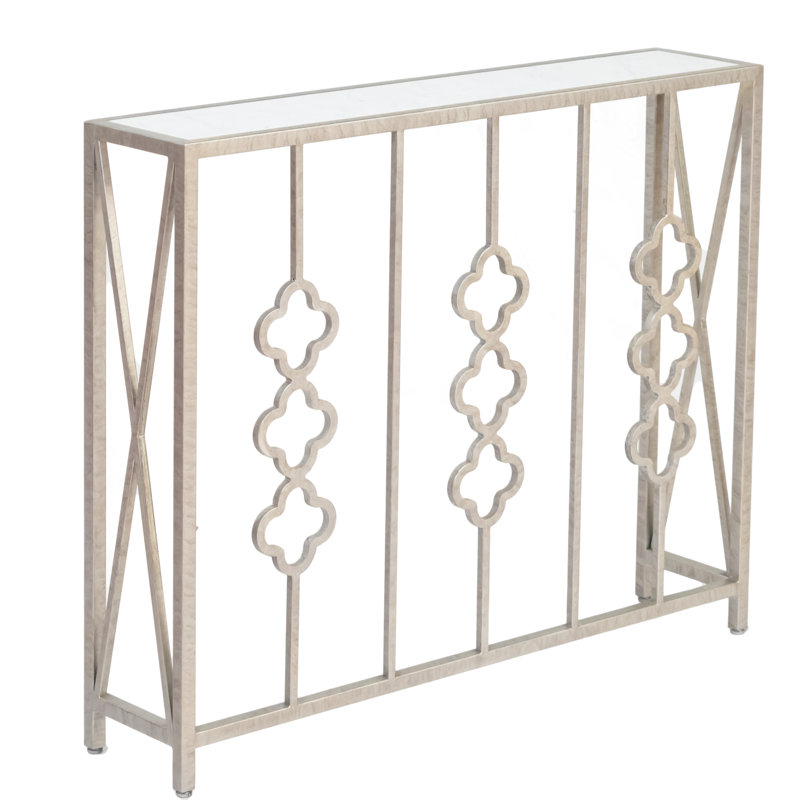 Petite Quatrefoil Console, Royal Silver, Carrera Marble