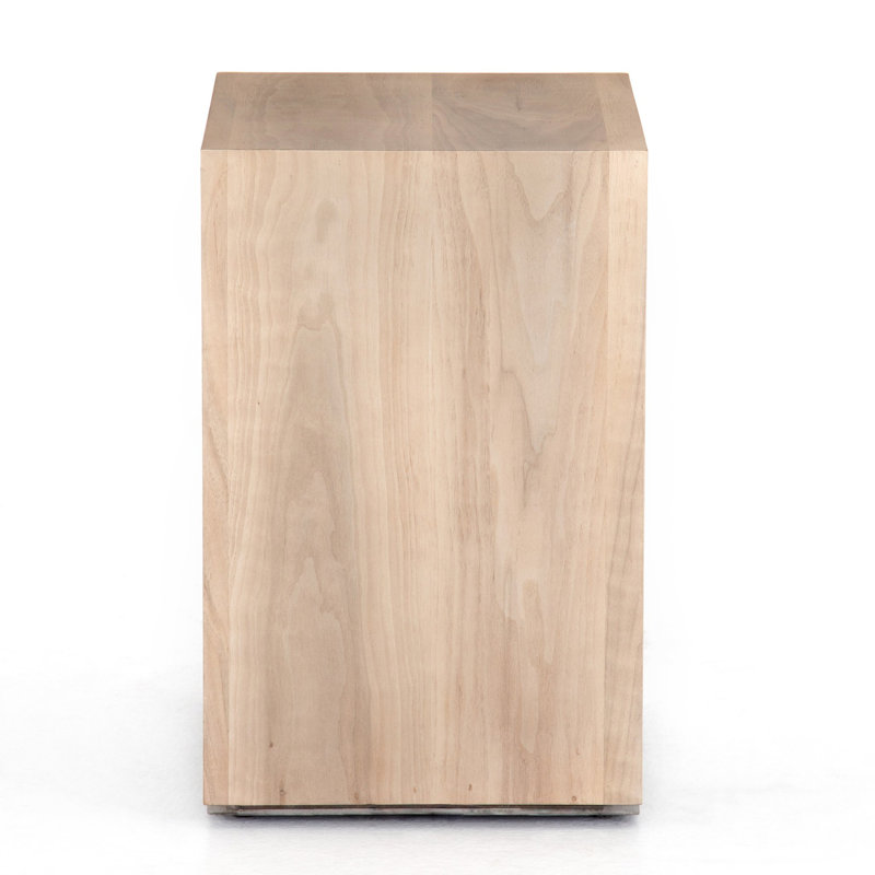 Hudson Solid Wood End Table, Ashen Walnut Gunmetal