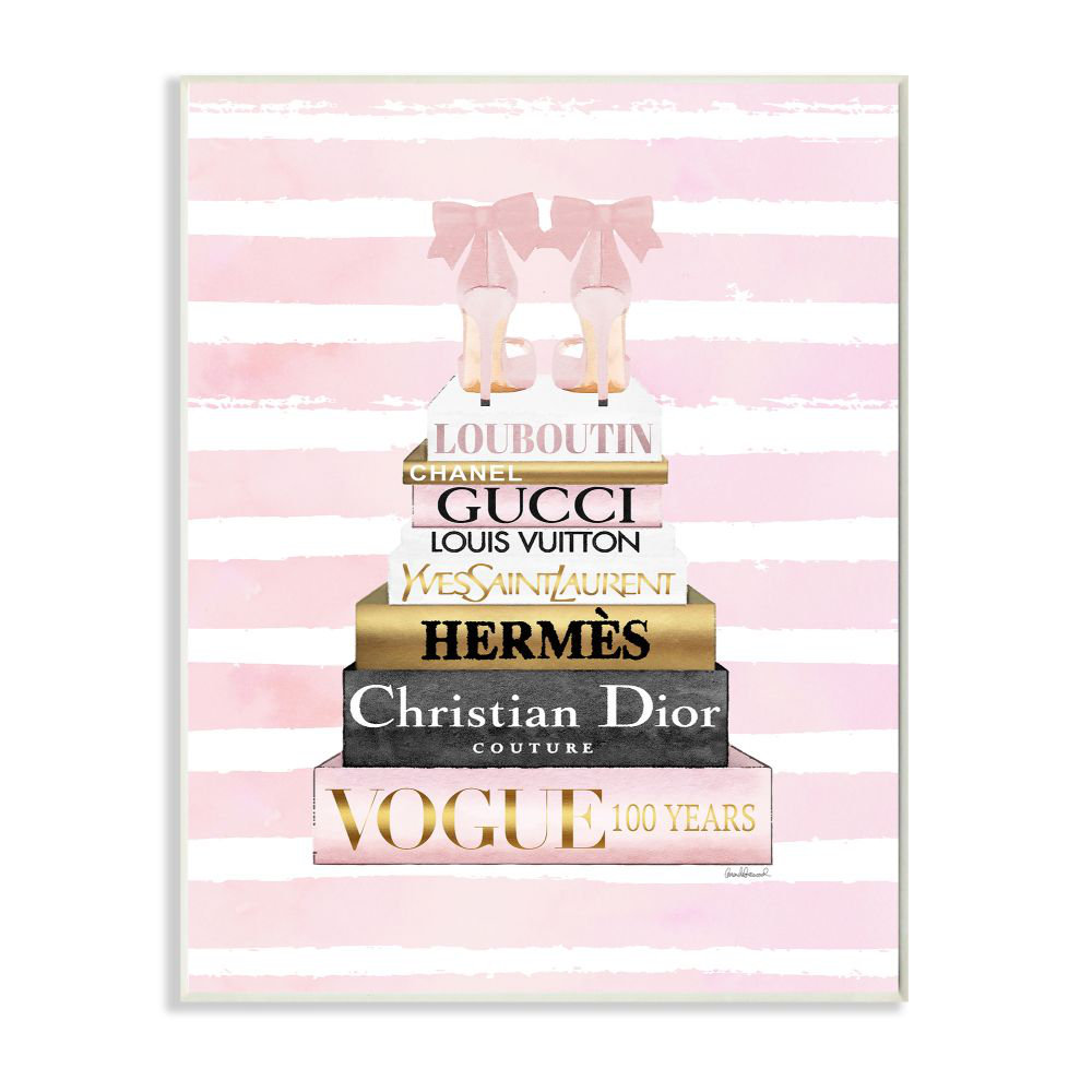 " Glam Fashion Heals With Bookstack And Pink Stripes " by Amanda Greenwood Stupell Industries 