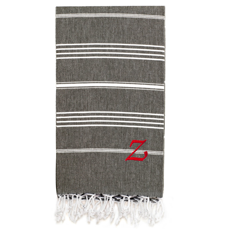 Serviette de plage 100% coton Pestemal Lucky, Gris foncé / Blanc, Z