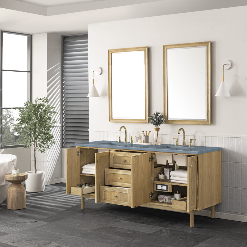 Laurent 72'' W Double Vanity, 8" Widespread, Light Natural Oak, Tajnar Eclos