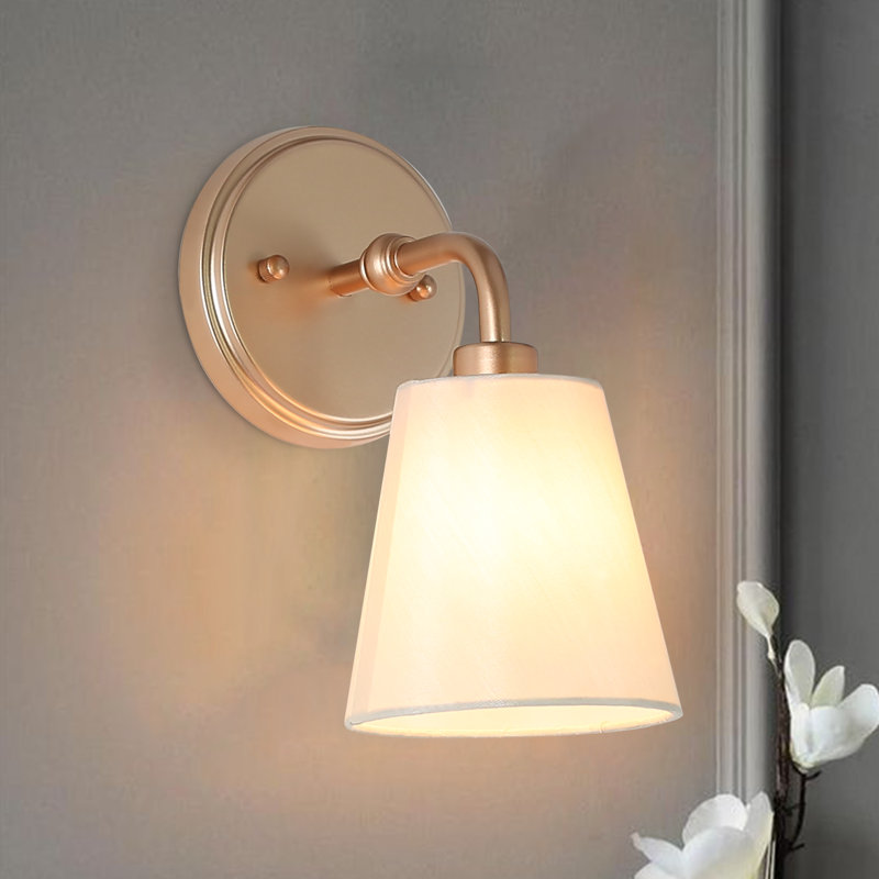 1 - Light Dimmable Bathroom Vanity Light Armed Wall Sconce Fabric Shade