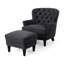 Fauteuil club spacieux avec housse grise, pieds en bouleau stables, tissu contemporain, structure