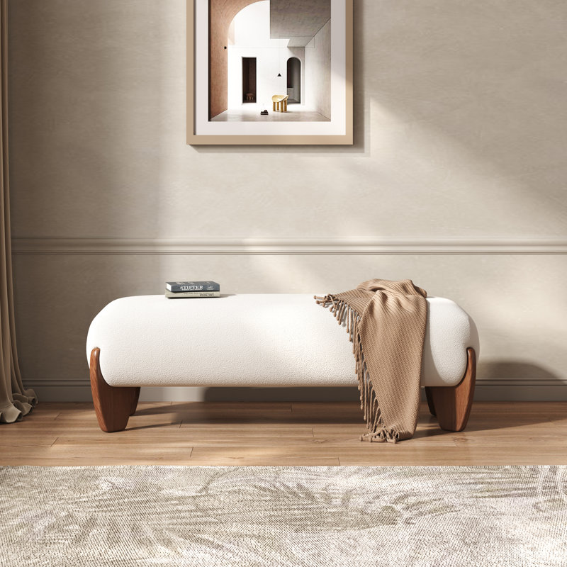 59.8'' White Linen Bedroom Bench
