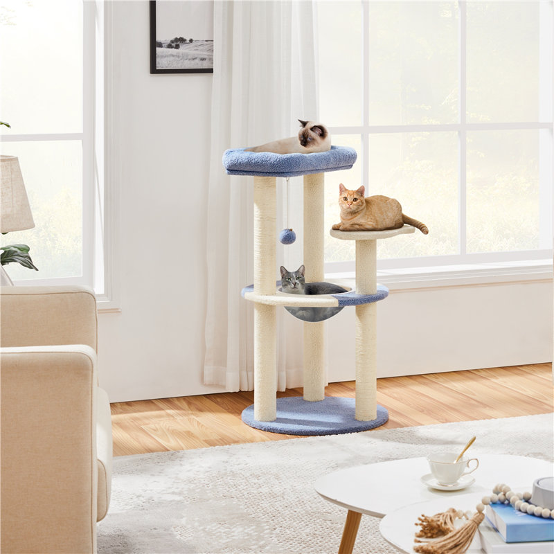 90cm H Cat Tree, Blue/Beige