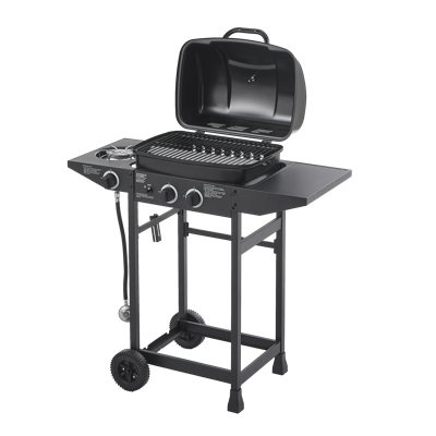 2 Burner BBQ Propane Gas Grill With Side Burner 24000 BTU Output Stainless Steel Barbecue Grill With Enameled Grates And Side Tables For Outdoor Cooking Kitchen And Patio Backyard