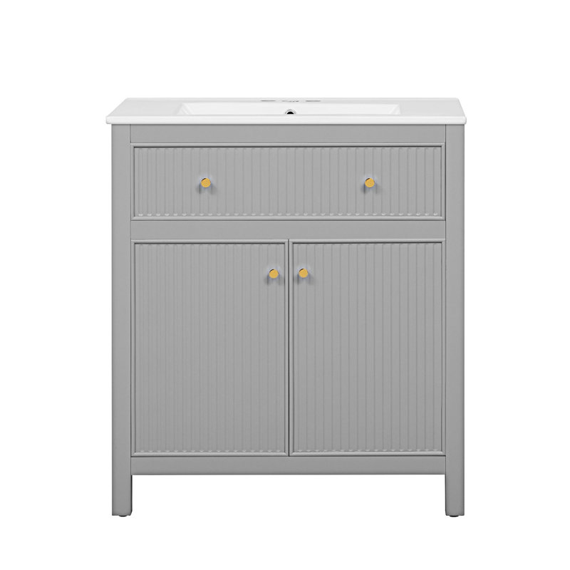 Ensemble de meuble-lavabo autoportant avec lavabo en céramique séparé