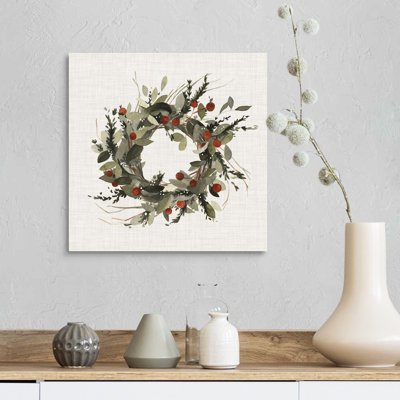 «Farmhouse Wreath I» par Emma Scarvey - reproduction d'art sur toile