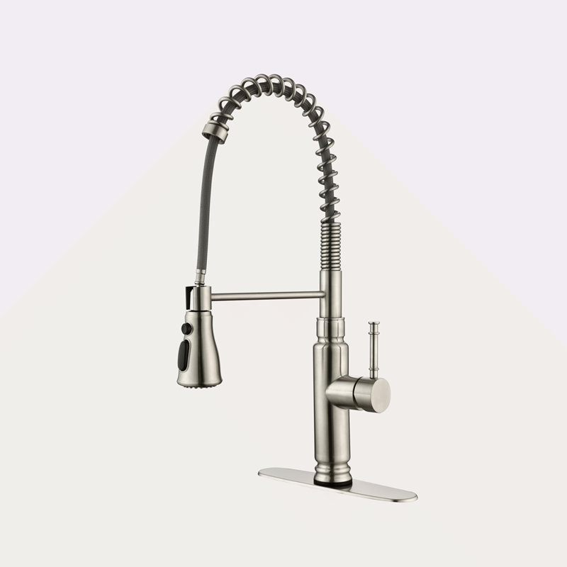 Robinet de cuisine tactile avec douchette extractible, Nickel brossé