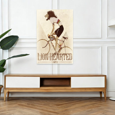 Fierce Cycling Champion Retro Vintage Lion Tree Wall Art