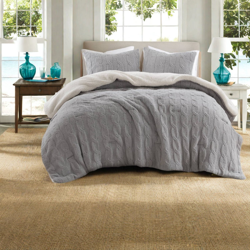 Ensembles de literie confortables et modernes, chenille grise, tricot gaufré pour la maison