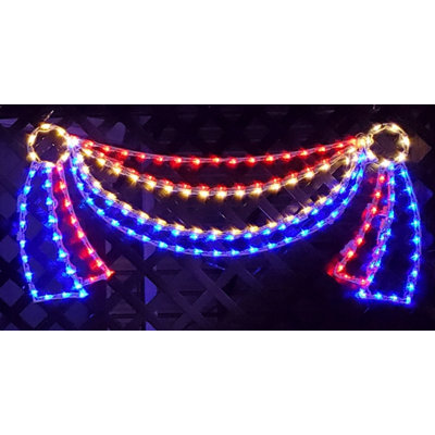 Hanging Red, White, and Blue Banner Patriotic Holiday Lighted Display