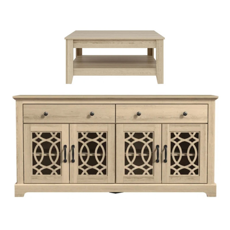 Ensemble de buffet 2 pièces Weddel Basilico, Chêne d'Oslo, Chêne d'Oslo