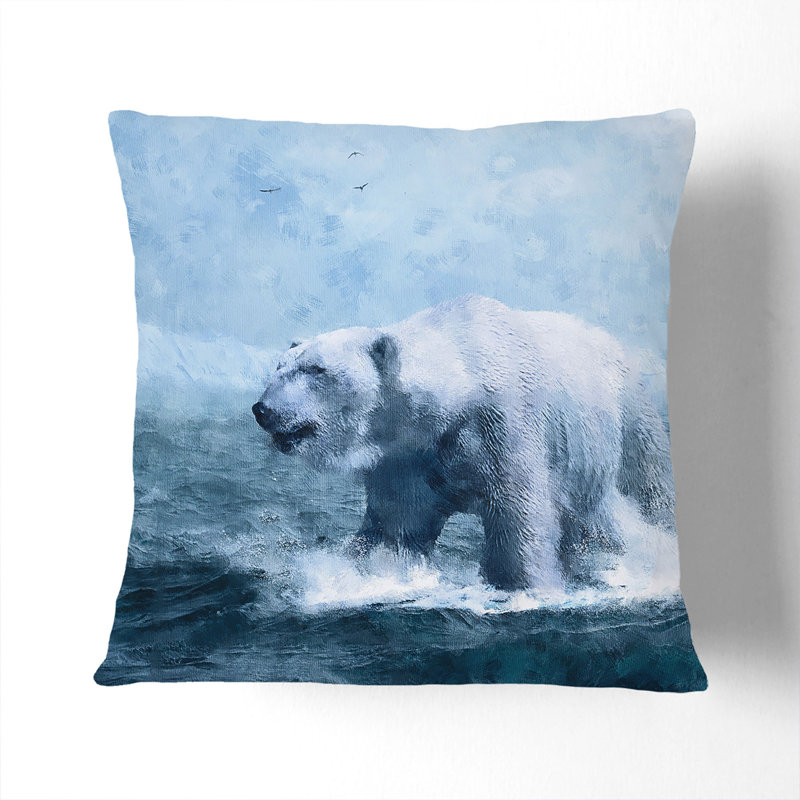 A Polar Bear Painting Square Throw Cushion, 40cm H x 40cm W x 15cm D