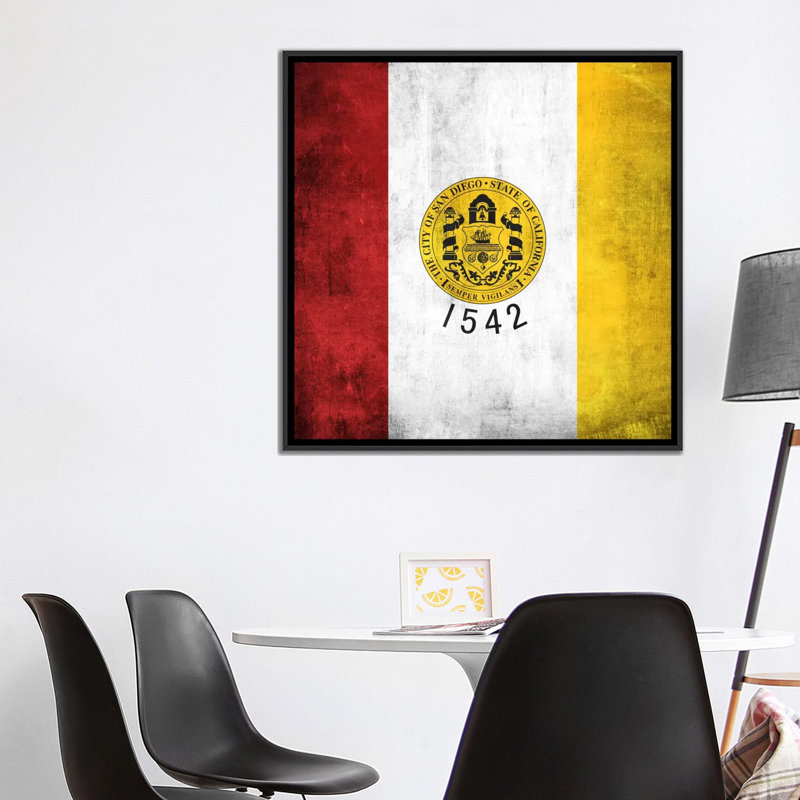 « san diego flag, grunge », impression sur toile, H 12 po x l 12 po x P 0,75 po, Toile tendue, Pas de tapis