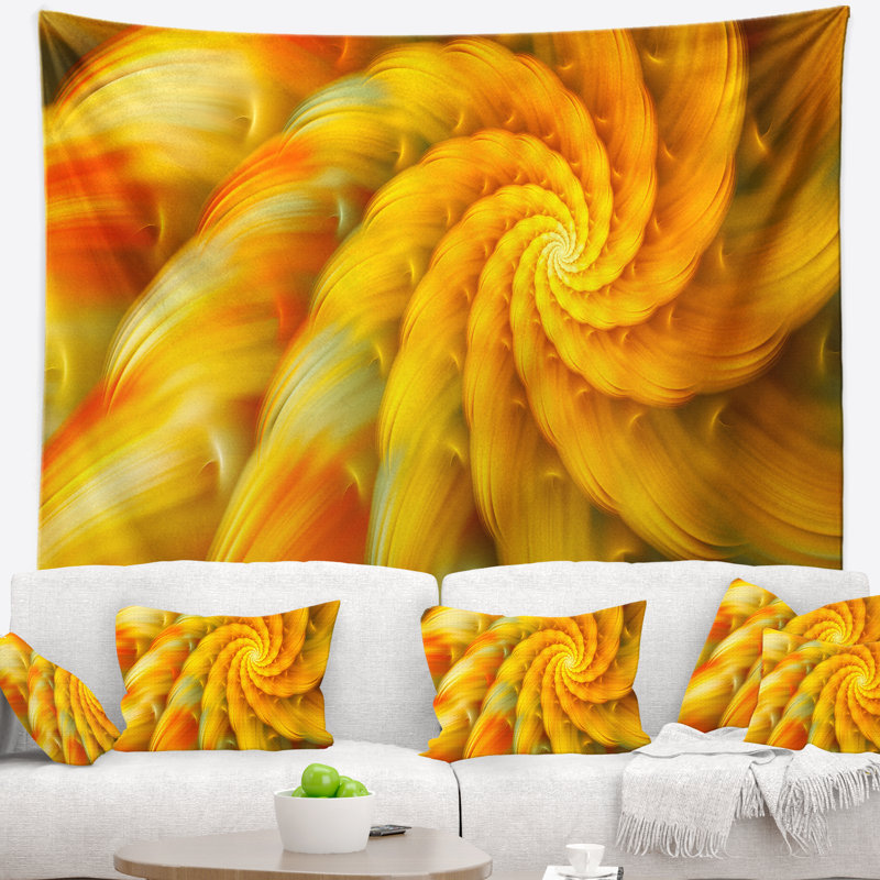 Tapisserie florale jaune, H 78 po x l 92 po