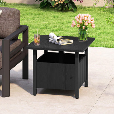 Round Metal Outdoor Patio Table - 55 cm W 55 cm D