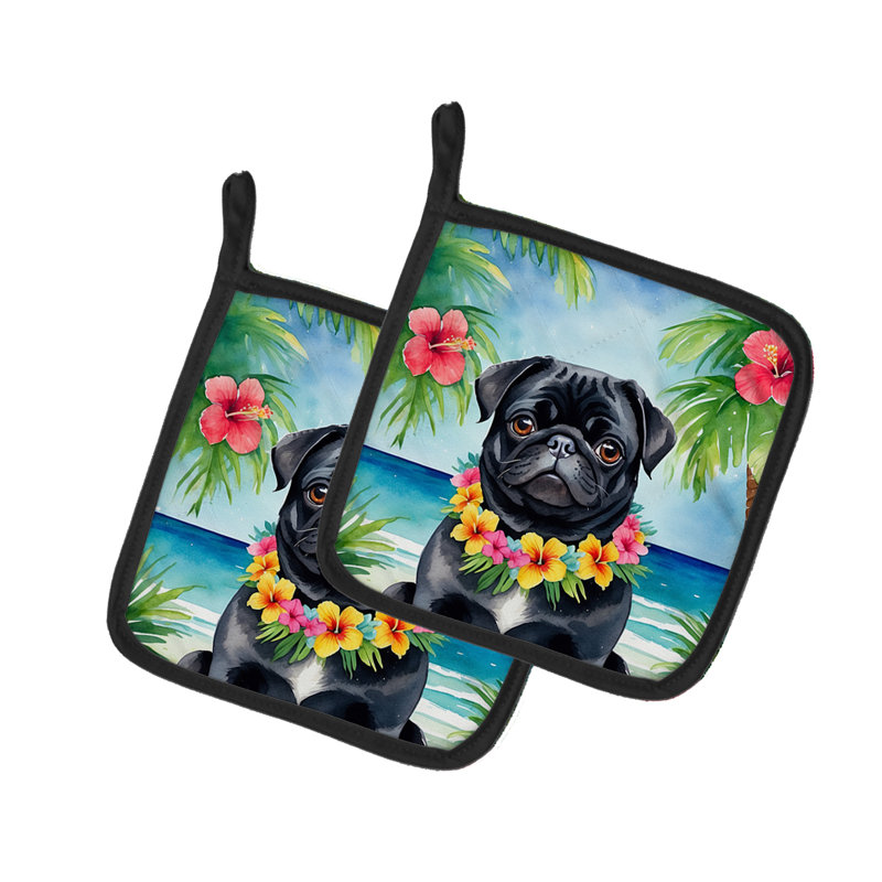 Caroline's Treasures Luau Party Floral Polyester Potholder Set