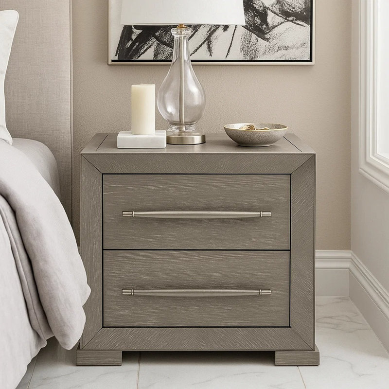 Modern Gray Finish Nightstand