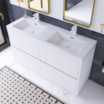 60 po Meuble-lavabo autoportant à double cuve