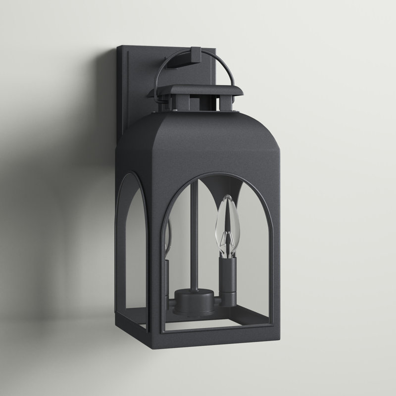Lanterne murale d'extérieur noire à 2 ampoules Hamun, H 13,25 po x l 7 pi 38 po x P 9 pi 13 po