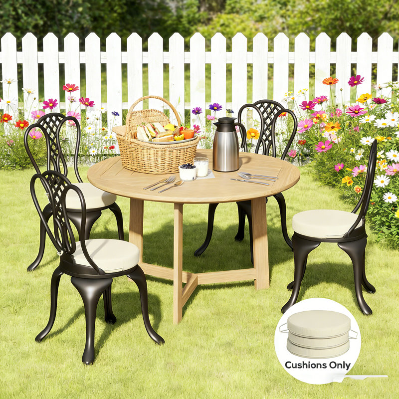 4 Pcs Round Outdoor Seat Cushions – 15"×2.8" Patio Chair Cushions, Non-slip Ties Fits 15"-15.7" Seats For Garden/patio/dining Room
