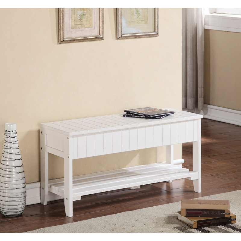 Banc à chaussures en bois massif de qualité, blanc - Grand et pratique banc de rangement peu encombrant, Blanc