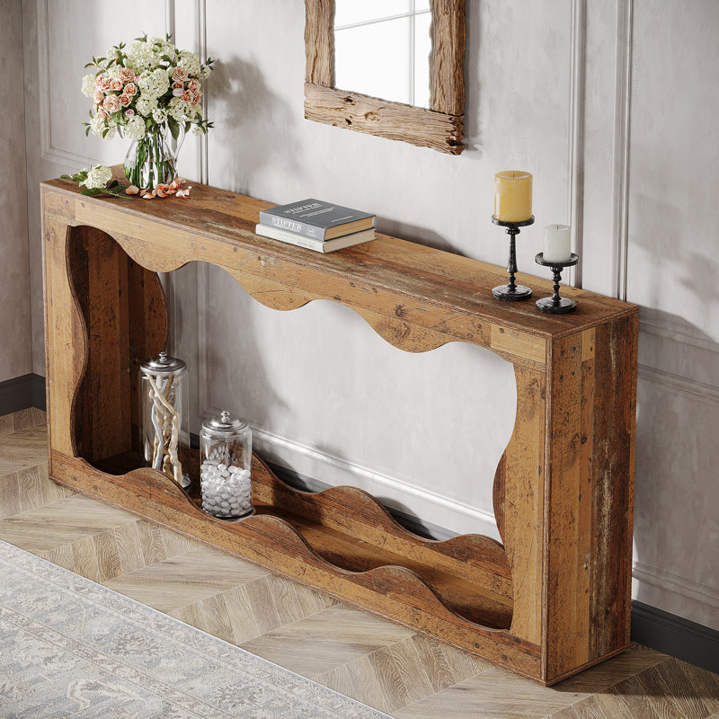 63 Inches Console Table with Storage, Mix Brown