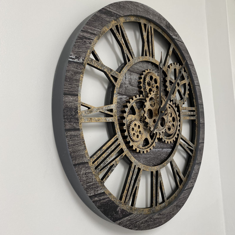 Solid Wood Wall Clock, Carbon Grey