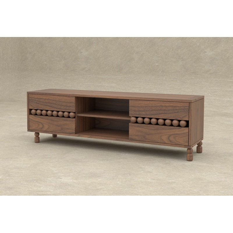Walnut Mid-Century Modern TV Stand With Storage