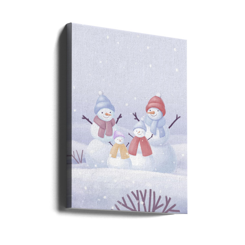 "Snowman Family", art mural sur toile tendue, H 16 po x l 12 po