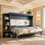 Lit escamotable escamotable, lit plateforme escamotable avec tablette, placards latéraux et tiroirs, lit-armoire pliable, lit caché multifonctionnel, lit-armoire convertible pour chambre d'amis, appartement ou bureau à domicile-677168266-677168271