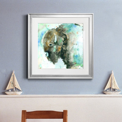 " Buffalo On Blue " Painting Print