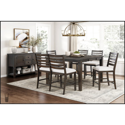 Ensemble de salle à manger à hauteur de comptoir 6 pièces Classic avec finition espresso foncé, table extensible et sièges rembourrés pour plus de confort et de style