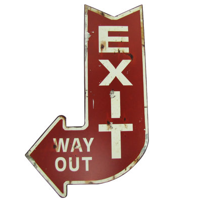 Large Vintage Reproduction Red Exit Metal Arrow Sign Large Vintage Reproduction Red Exit Metal Arrow Sign