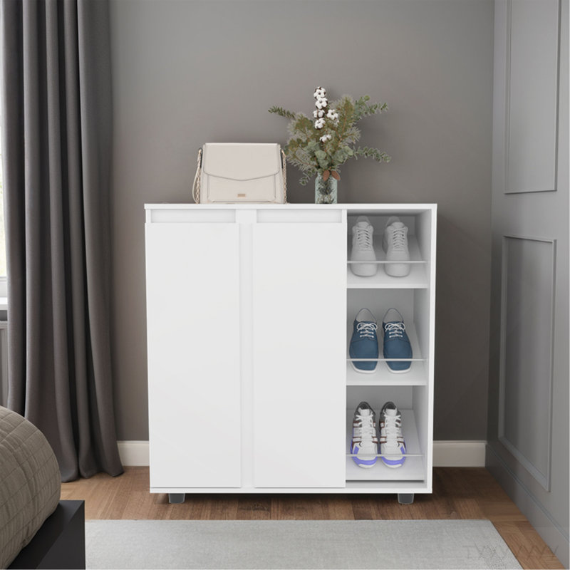 Range-chaussures H 36 po, 2 portes, 11 tablettes, blanc - Chambre
