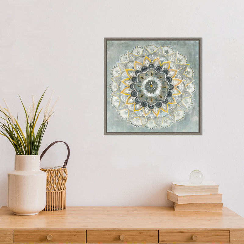 Reproduction d’art sur toile, "sunburst (mandala)" par Danhui nai-Floater frame